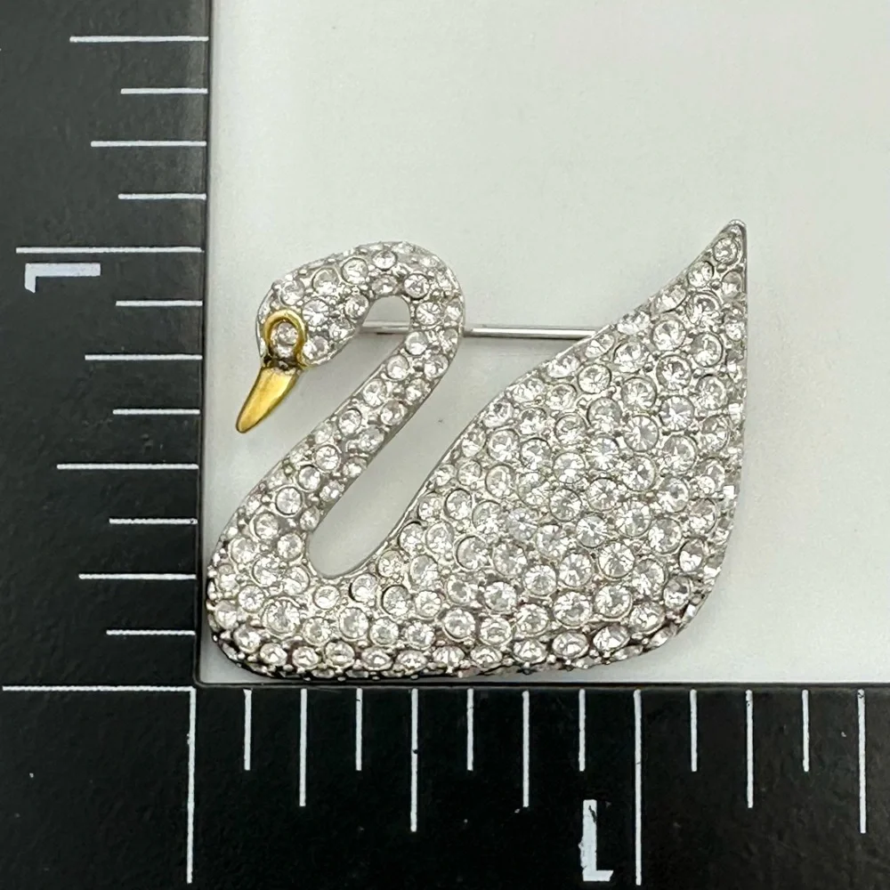 Swarovski Signed Swan Crystal Brooch Pin